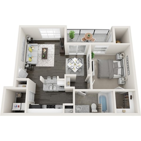 Floor plan for 1 bed, 1 bath, 675 sqft